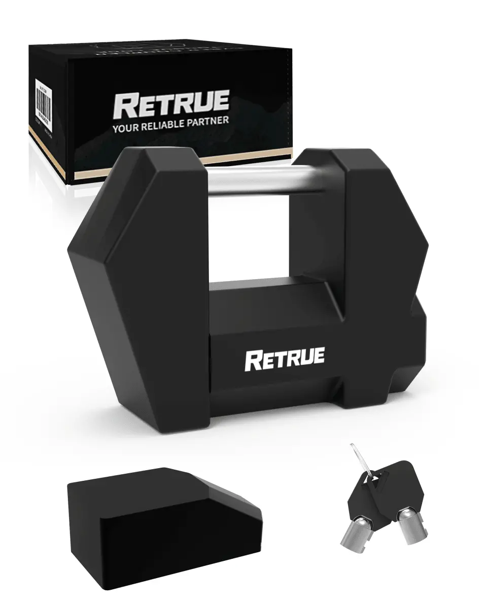 Retrue Universal 1/2" Span Trailer Coupler Lock – Heavy-Duty Anti-Theft Lock with Matte Black Finish