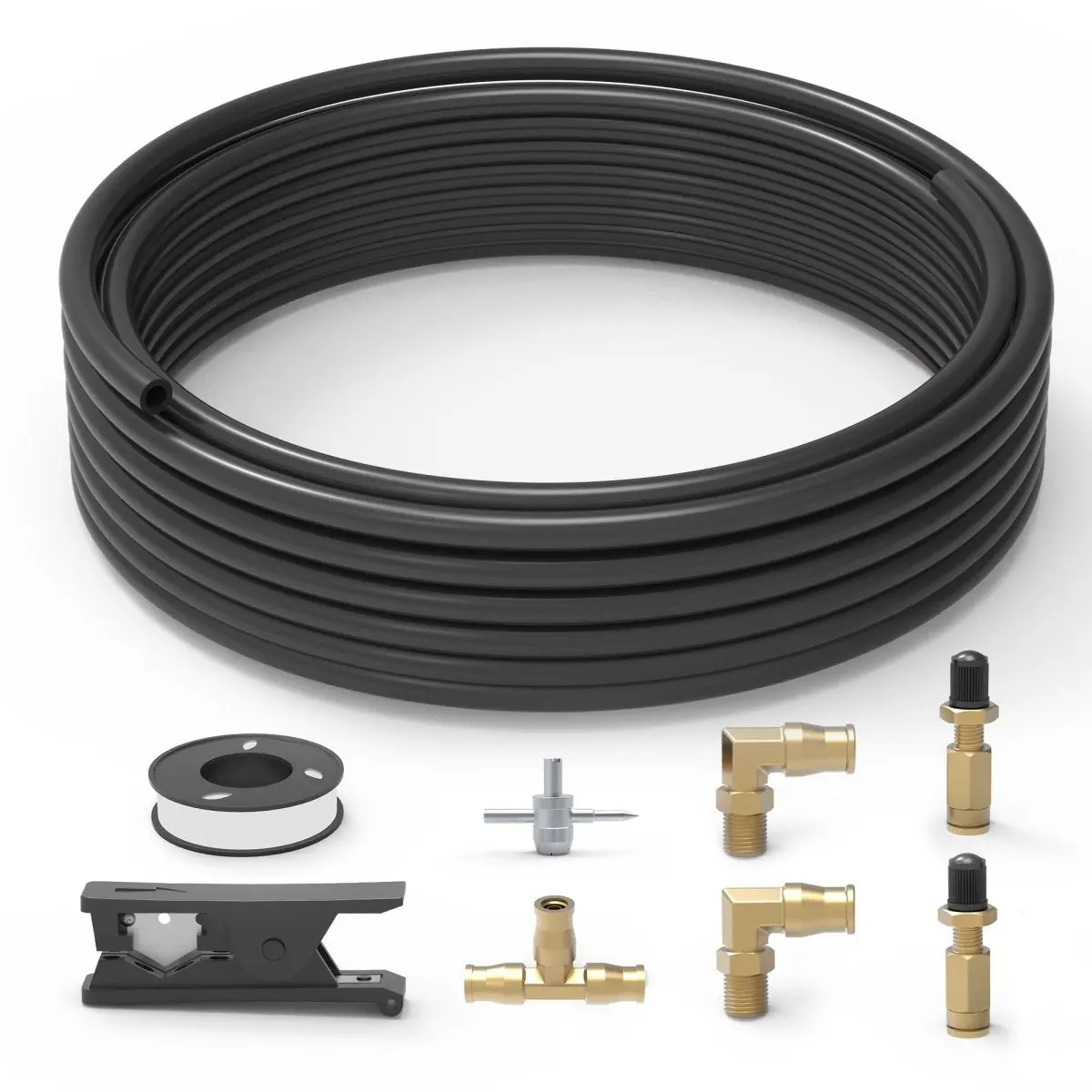 Retrue 1/4" DOT-Approved Air Line Repair Kit – Tubing & Brass Push-to-Connect Fittings for Air Lift & Firestone Airbag Systems