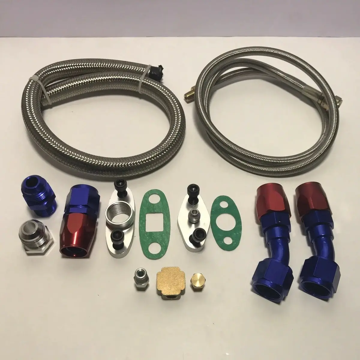 Stainless Steel Turbo Oil Drain Return And Feed Line Complete Kit For T3 T4 T04e T60 T61 T70 1
