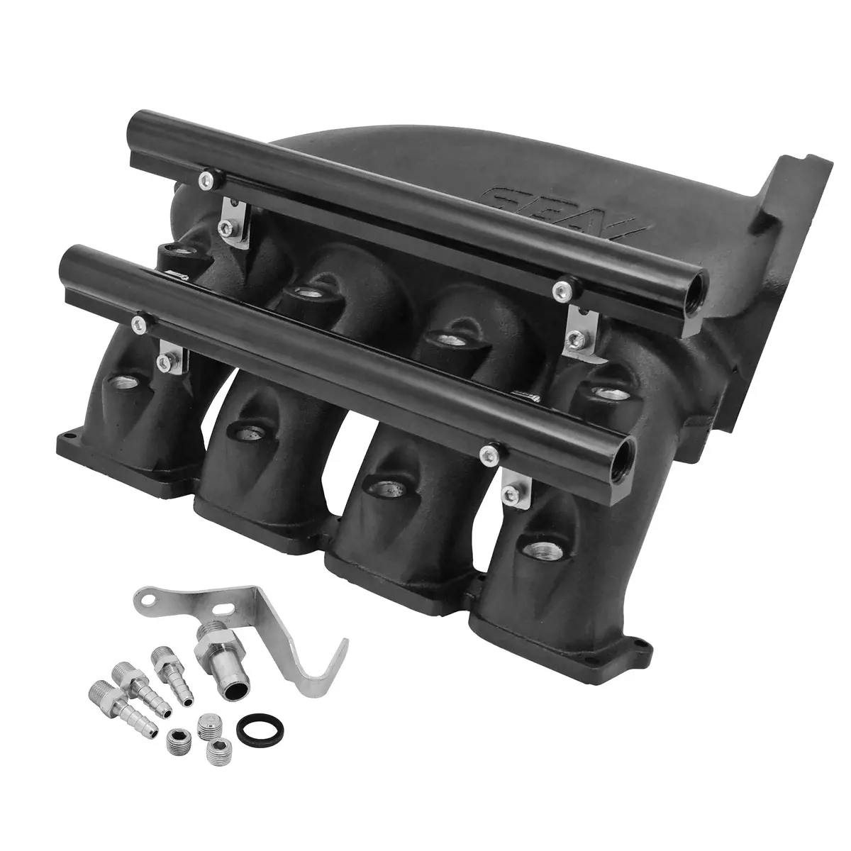 Cast Aluminum Intake Manifold For Transverse Vw/Audi 1.8T With 8 Injectors Fuel Rail Kit (Right Side Without Throttle Bolt Holes) - Black 1