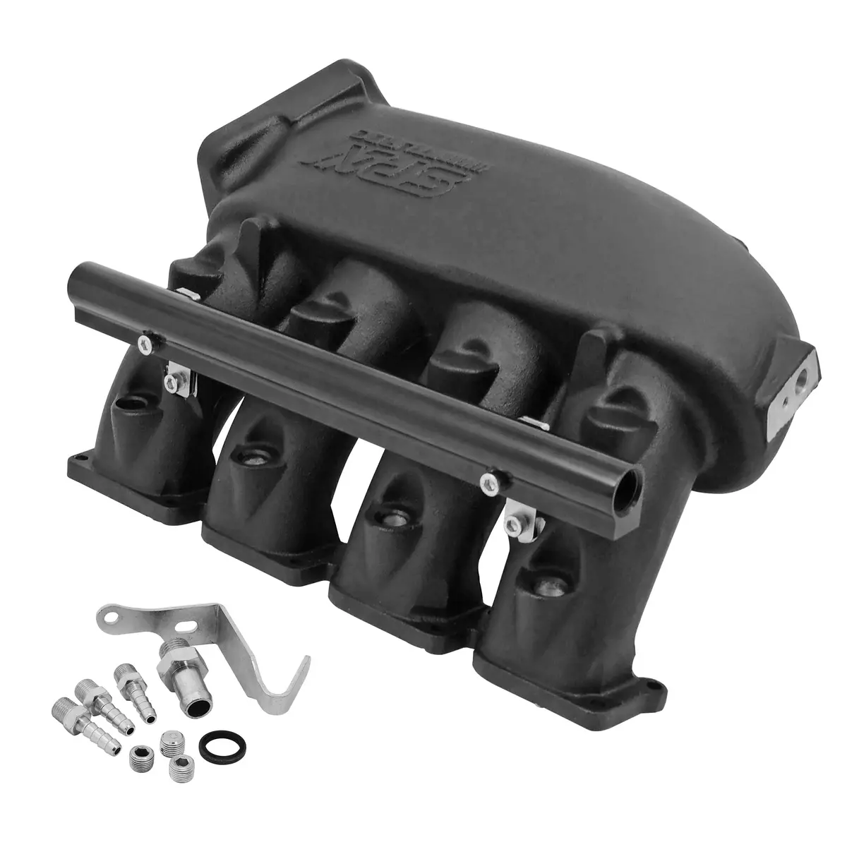 Cast Aluminum Intake Manifold For Transverse Vw/Audi 1.8T With 4 Injectors Fuel Rail Kit (Left Side Oem Throttle) - Black 1