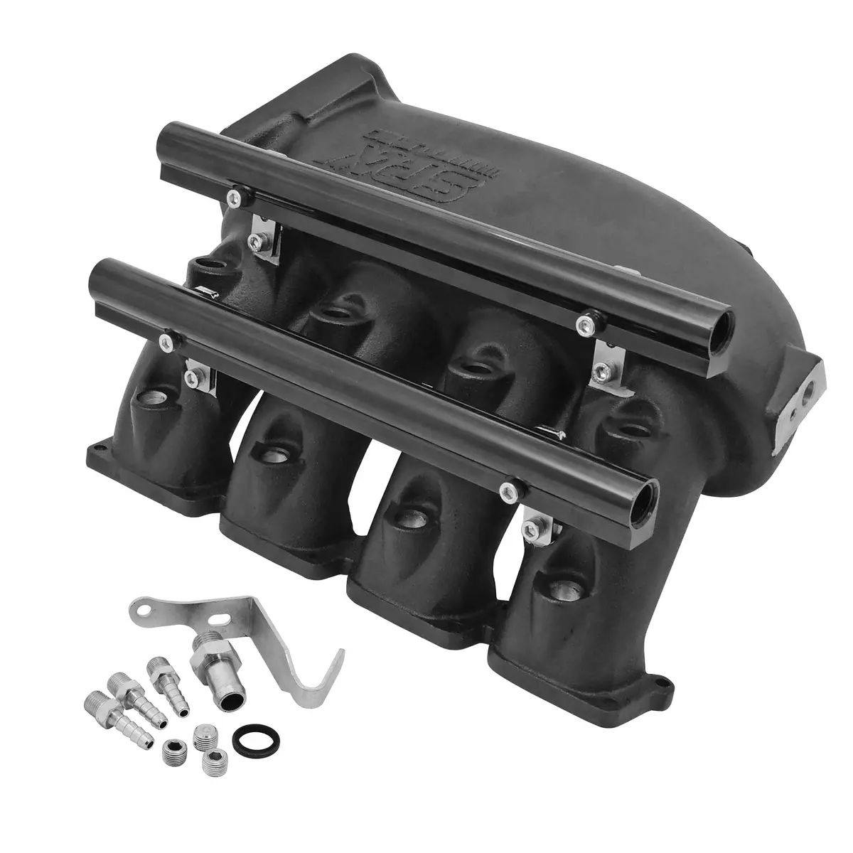 Cast Aluminum Intake Manifold For Transverse Vw/Audi 1.8T With 8 Injectors Fuel Rail Kit (Left Side Without Throttle Bolt Holes) - Black 1