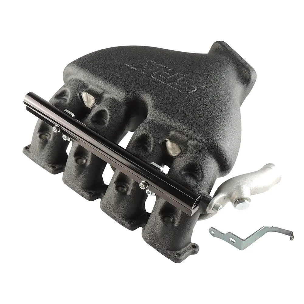 Cast Aluminum Intake Manifold For Longitudinal Vw/Audi 1.8T With 4 Injectors Fuel Rail Kit (Oem Throttle) Black 1