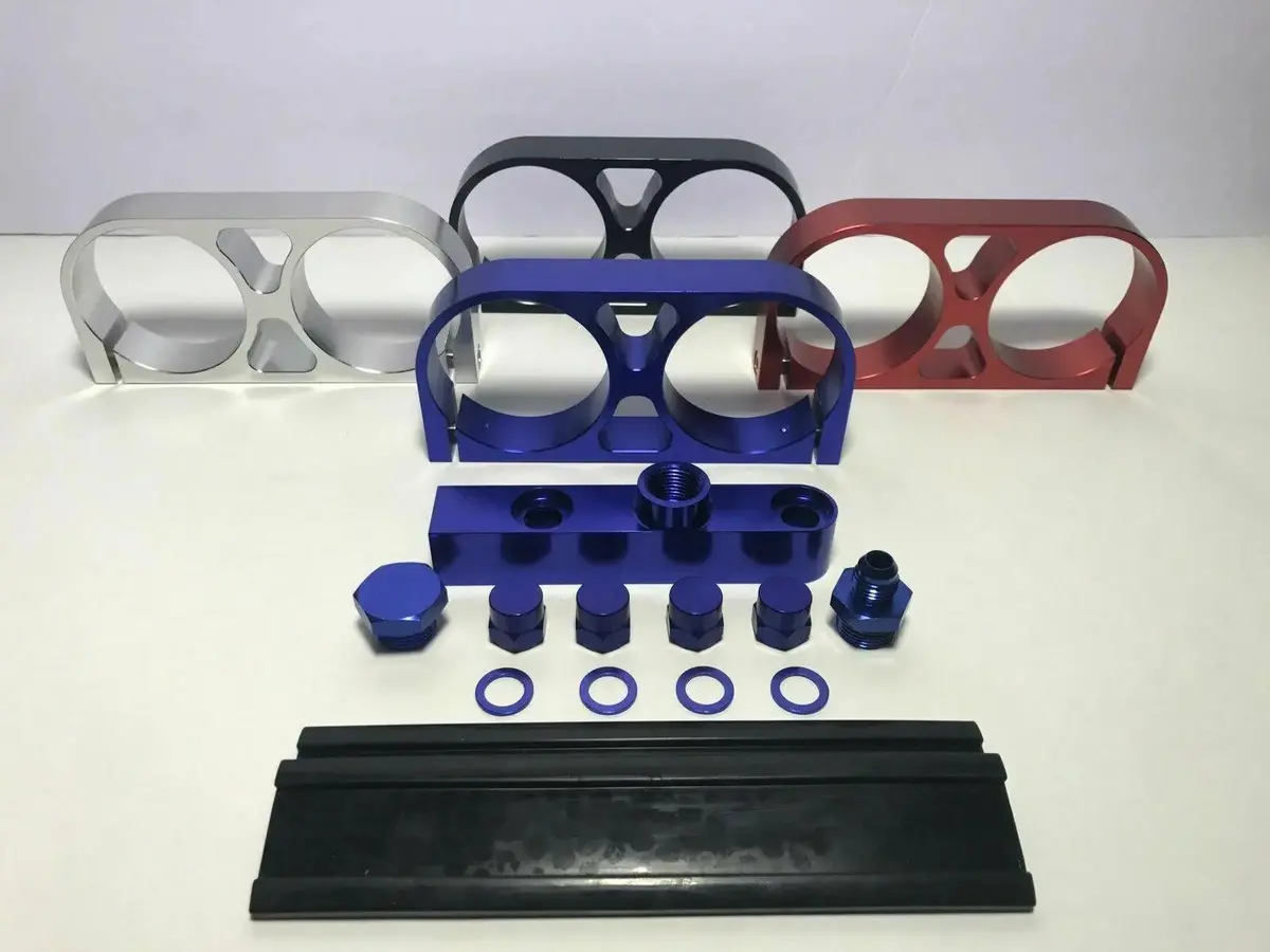 Twin Dual Bosch Aem 044 380Lph Fuel Pump Outlet Manifold Mounting Bracket 1