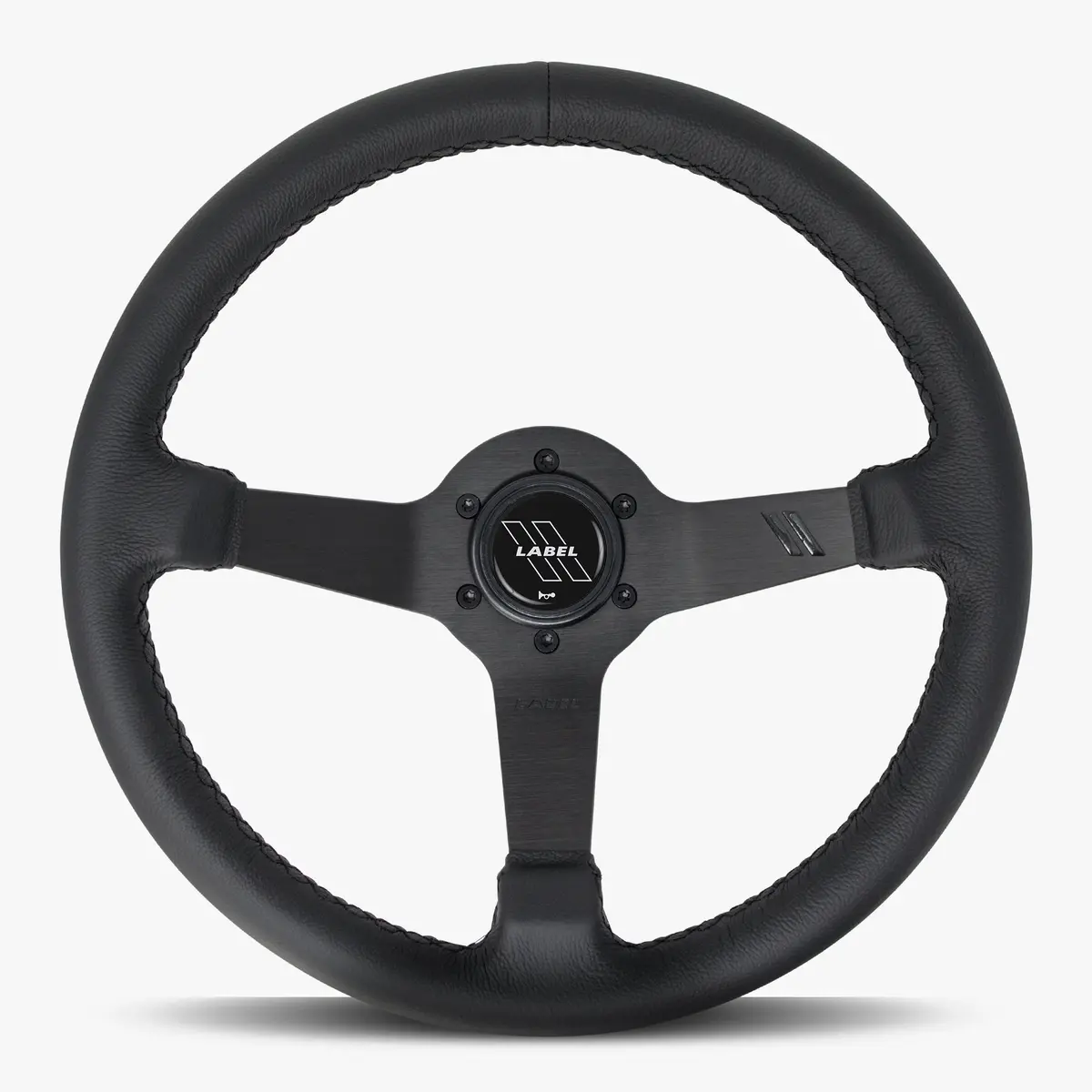 The Classic Black Leather Steering Wheel With Black Spoke And Black Stitch 1