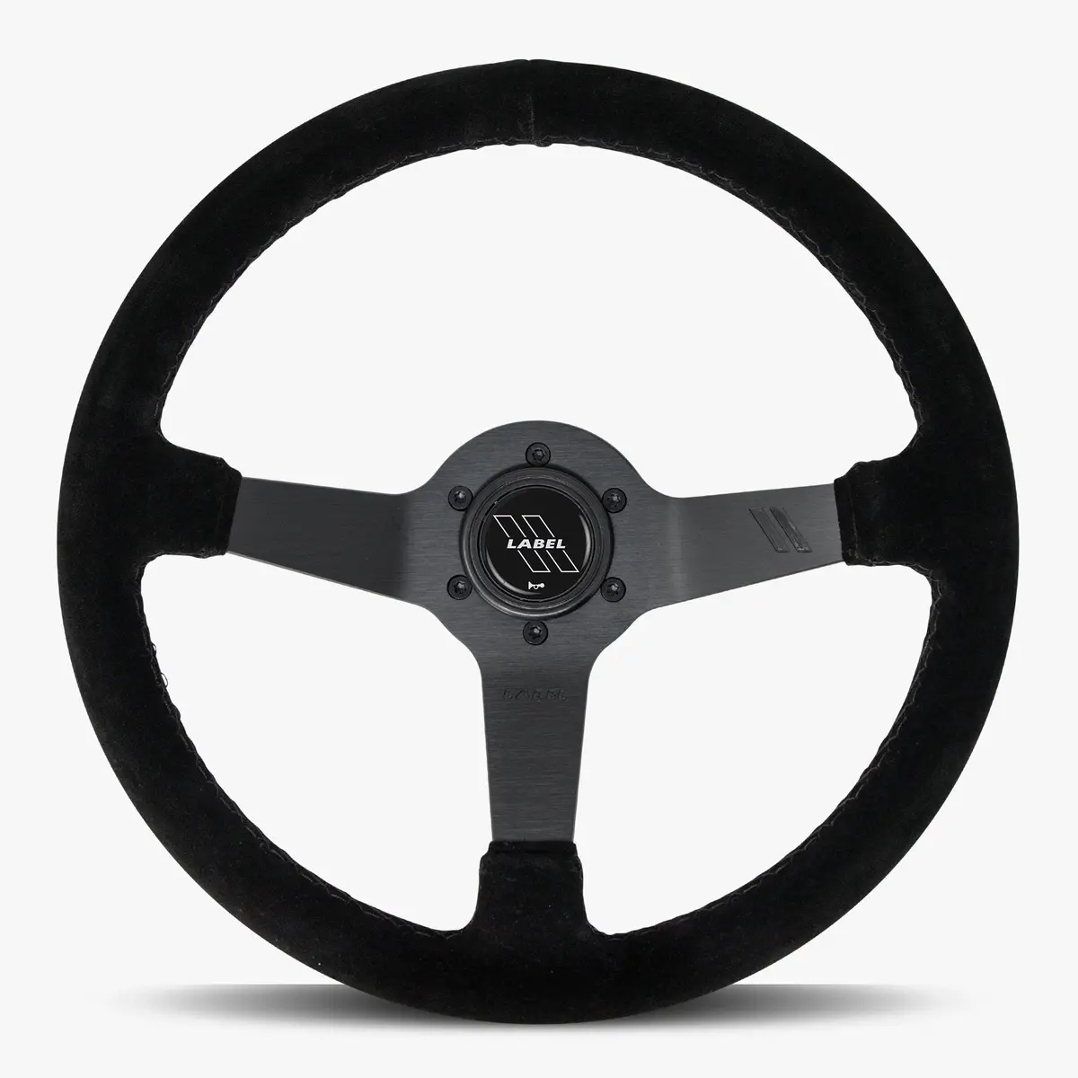 The Classic Black Alcantara Suede Steering Wheel With Black Spoke And Black Stitch 1