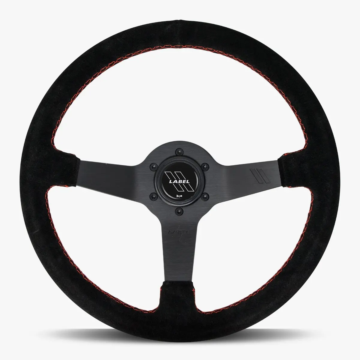 The Classic Black Alcantara Suede Steering Wheel With Black Spoke And Red Stitch 1
