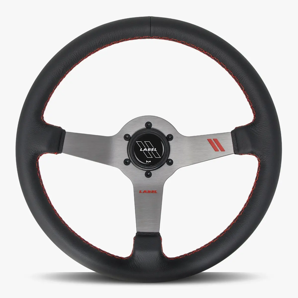 The Classic Black Leather Steering Wheel With Graphite Spoke And Red Stitch 1