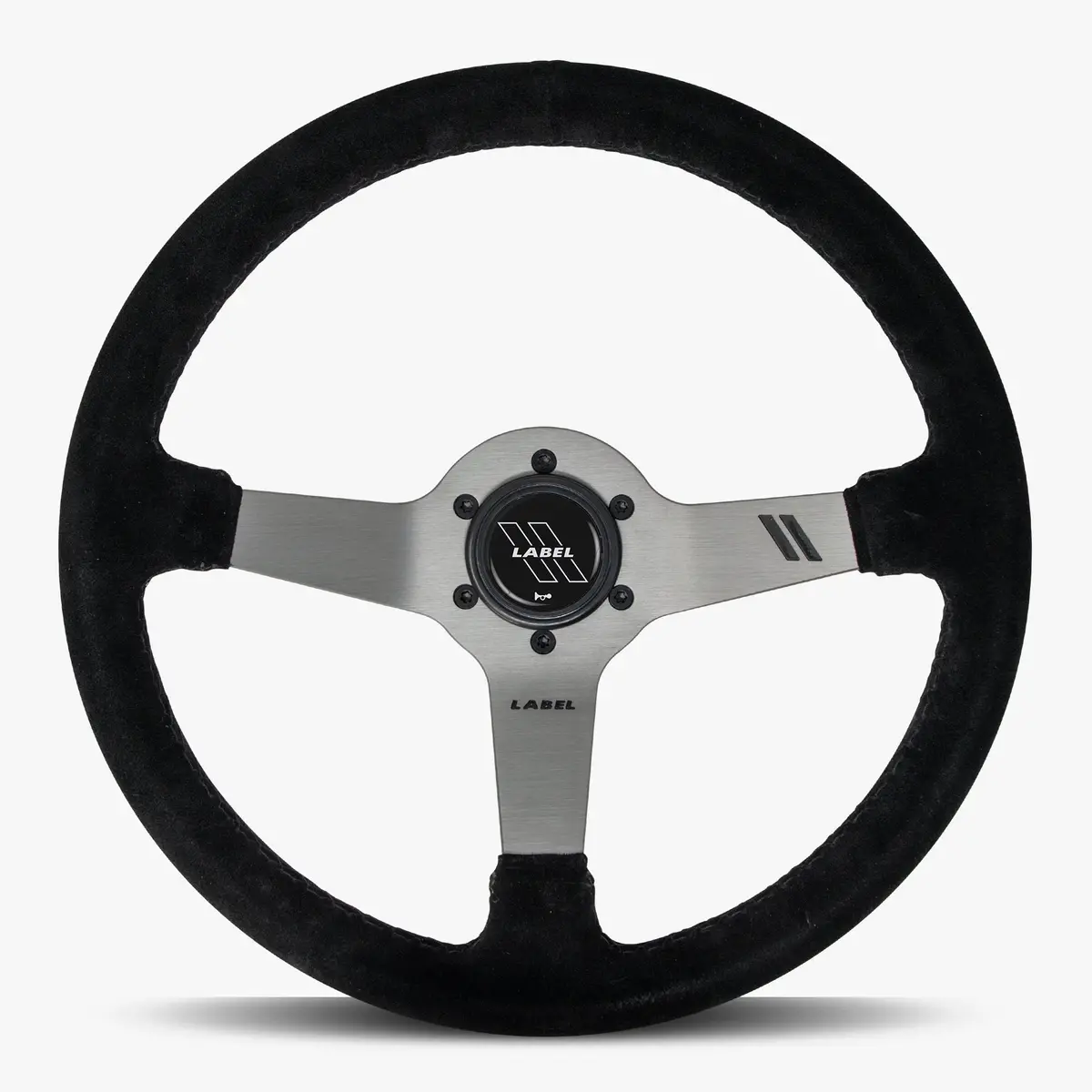 The Classic Black Alcantara Suede Steering Wheel With Graphite Spoke And Black Stitch 1