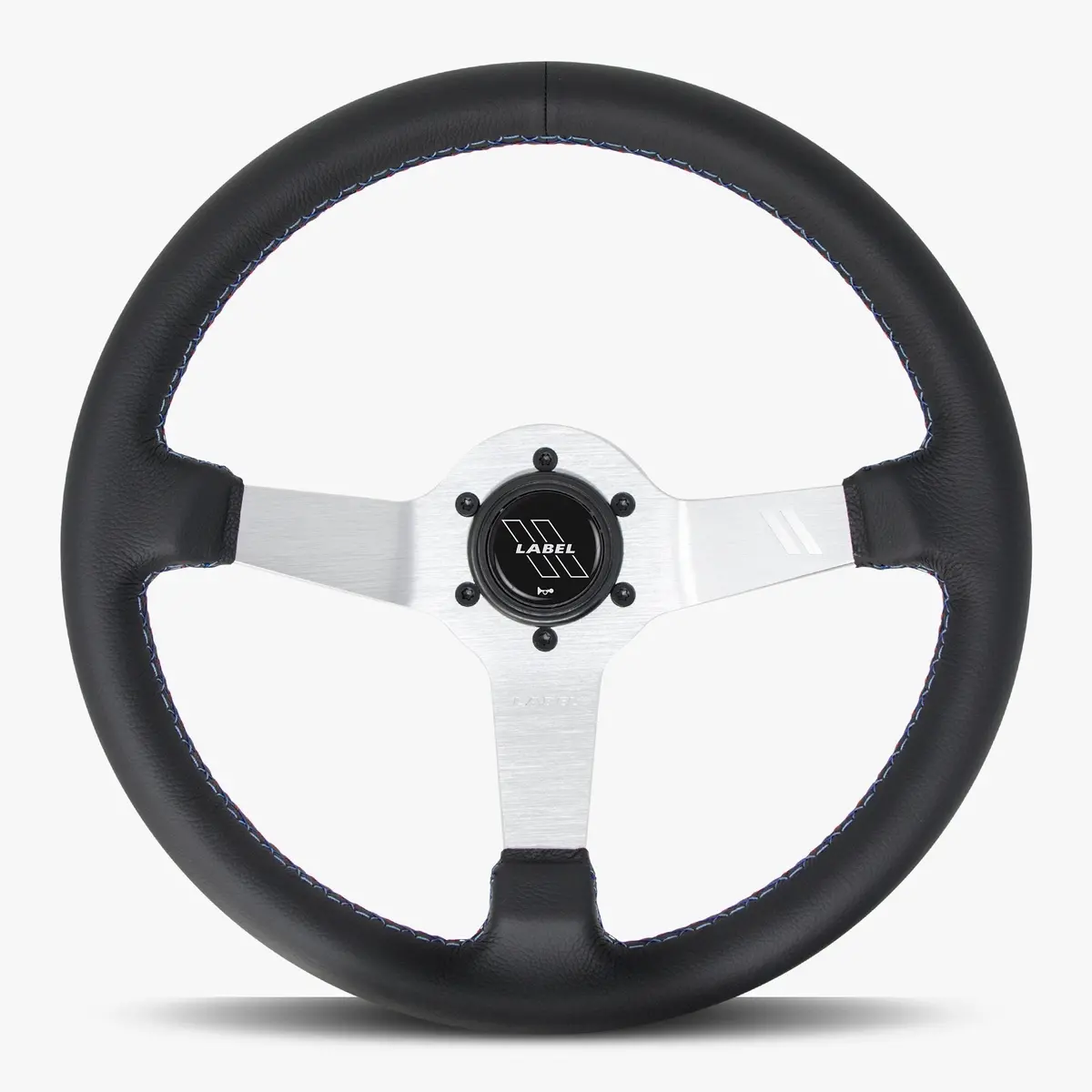 The Classic Black Leather Steering Wheel With Silver Spoke And Bavarian Stitch 1