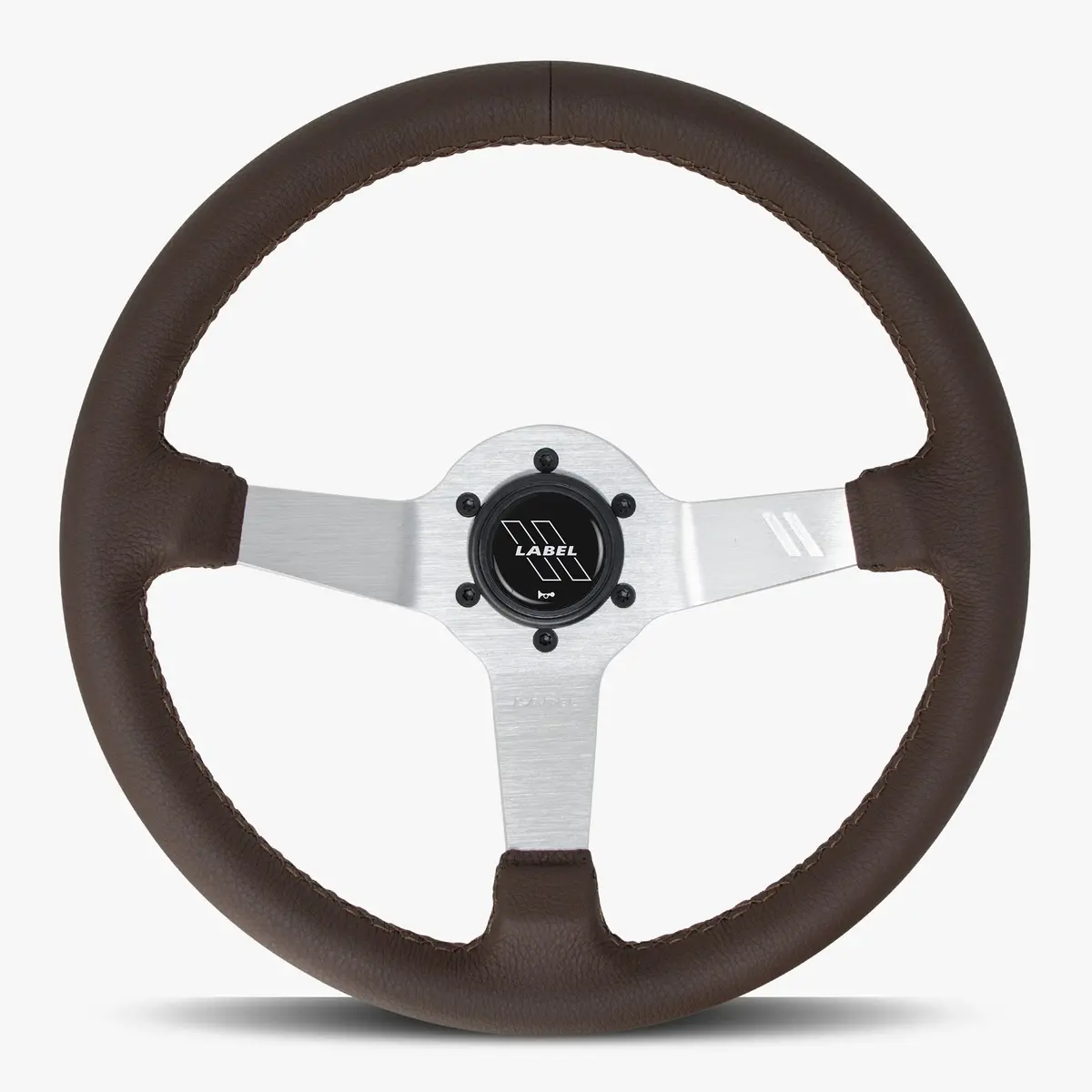 The Classic Steering Wheel | Nappa Brown Leather | Silver Spoke | Brown Stitch 1