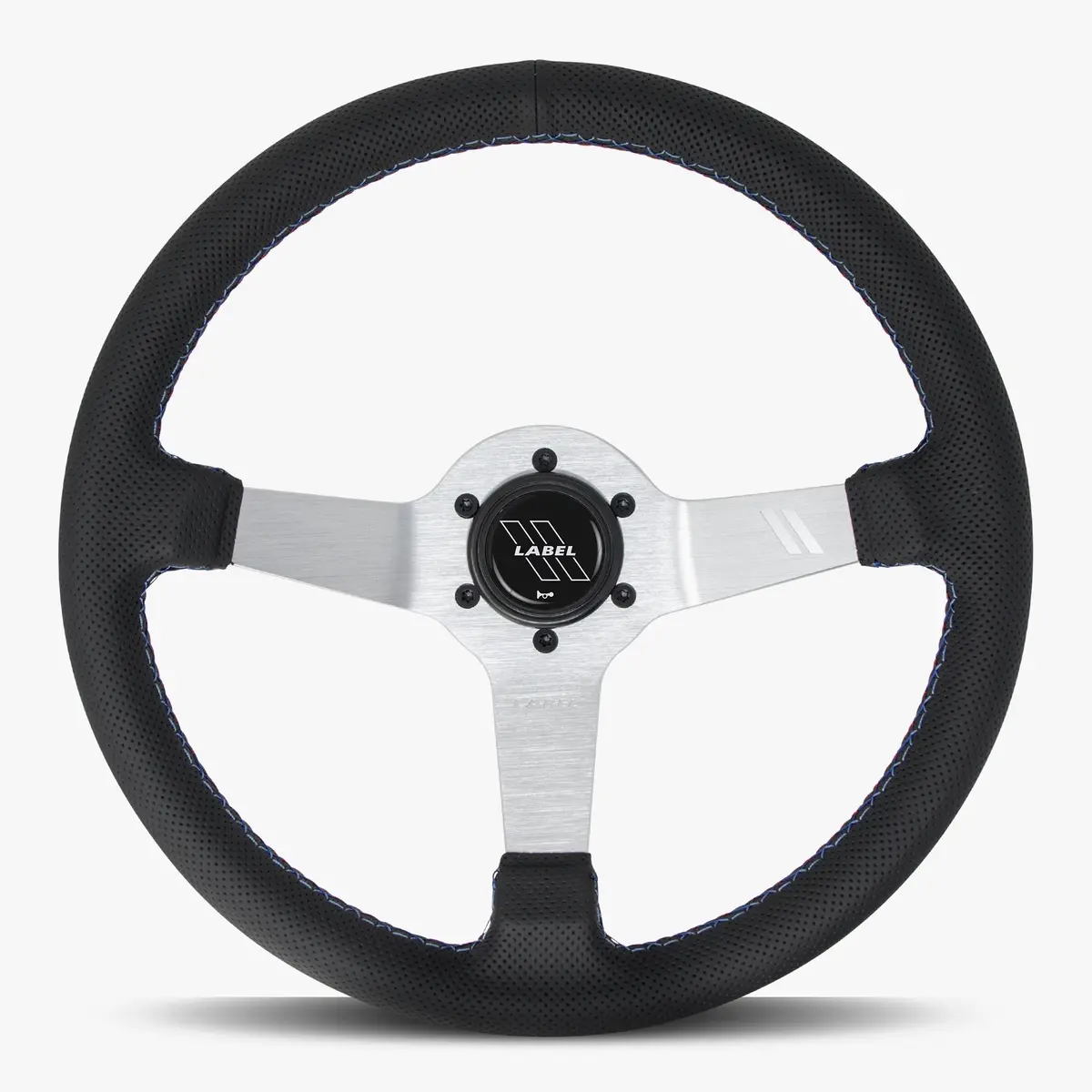 The Classic Black Perforated Leather Steering Wheel With Silver Spoke And Bavarian Stitch 1