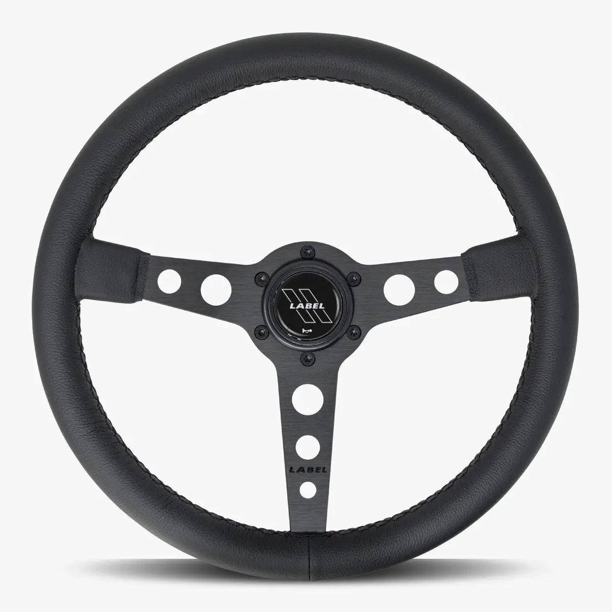 Daytona 350Mm Black Leather Steering Wheel With Black Spoke And Black Stitching 1