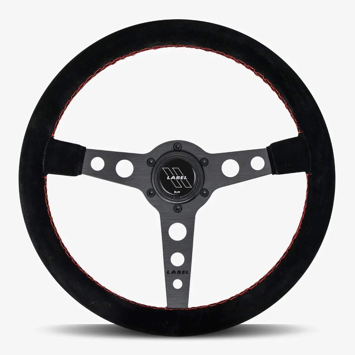 The Daytona Black Alcantara Suede Steering Wheel With Black Spoke And Red Stitch 1