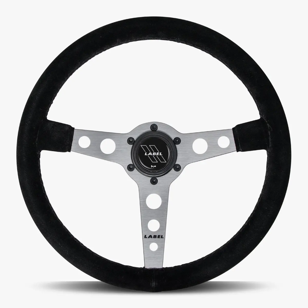 The Daytona Black Alcantara Suede Steering Wheel With Graphite Spoke And Black Stitch 1