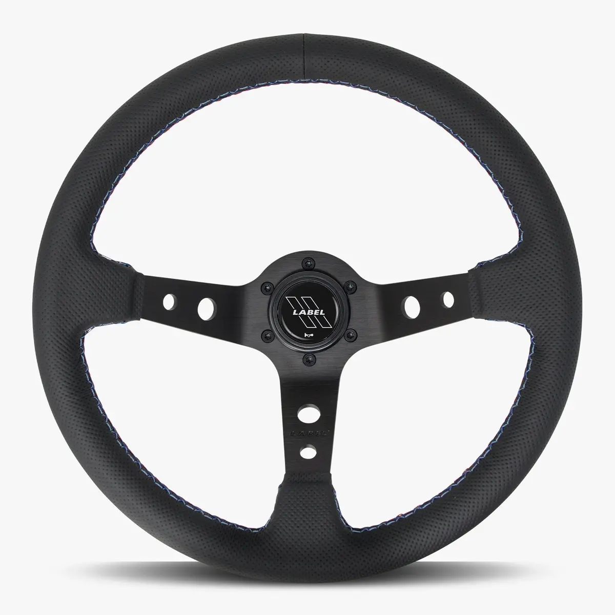 The Daytona Black Perforated Leather Steering Wheel With Black Spoke And Bavarian Stitch 1