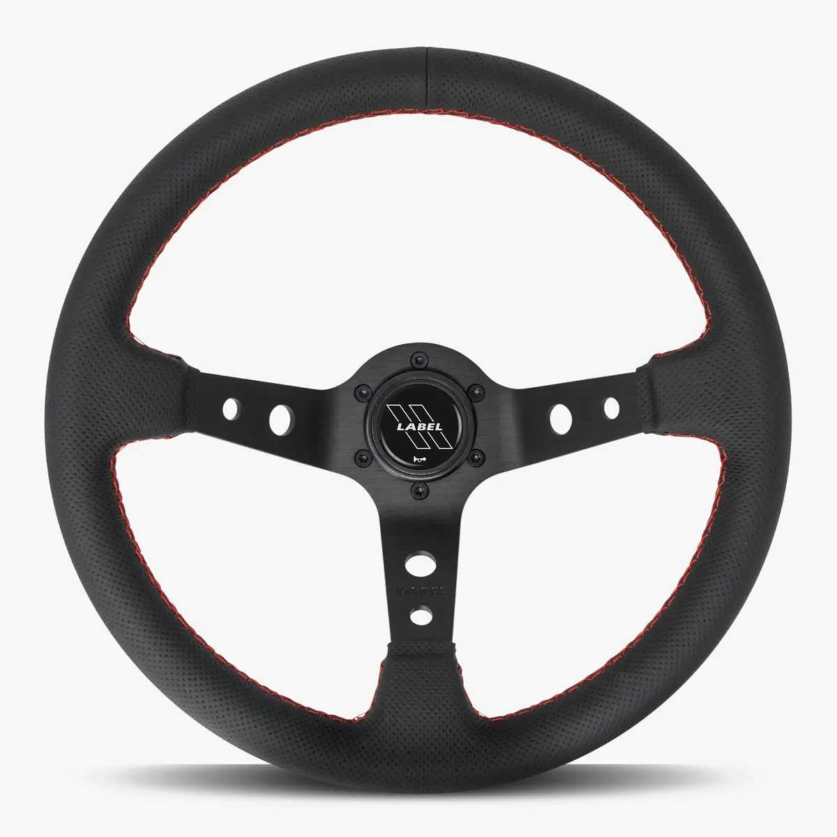 The Daytona Black Perforated Leather Steering Wheel With Black Spoke And Red Stitch 1