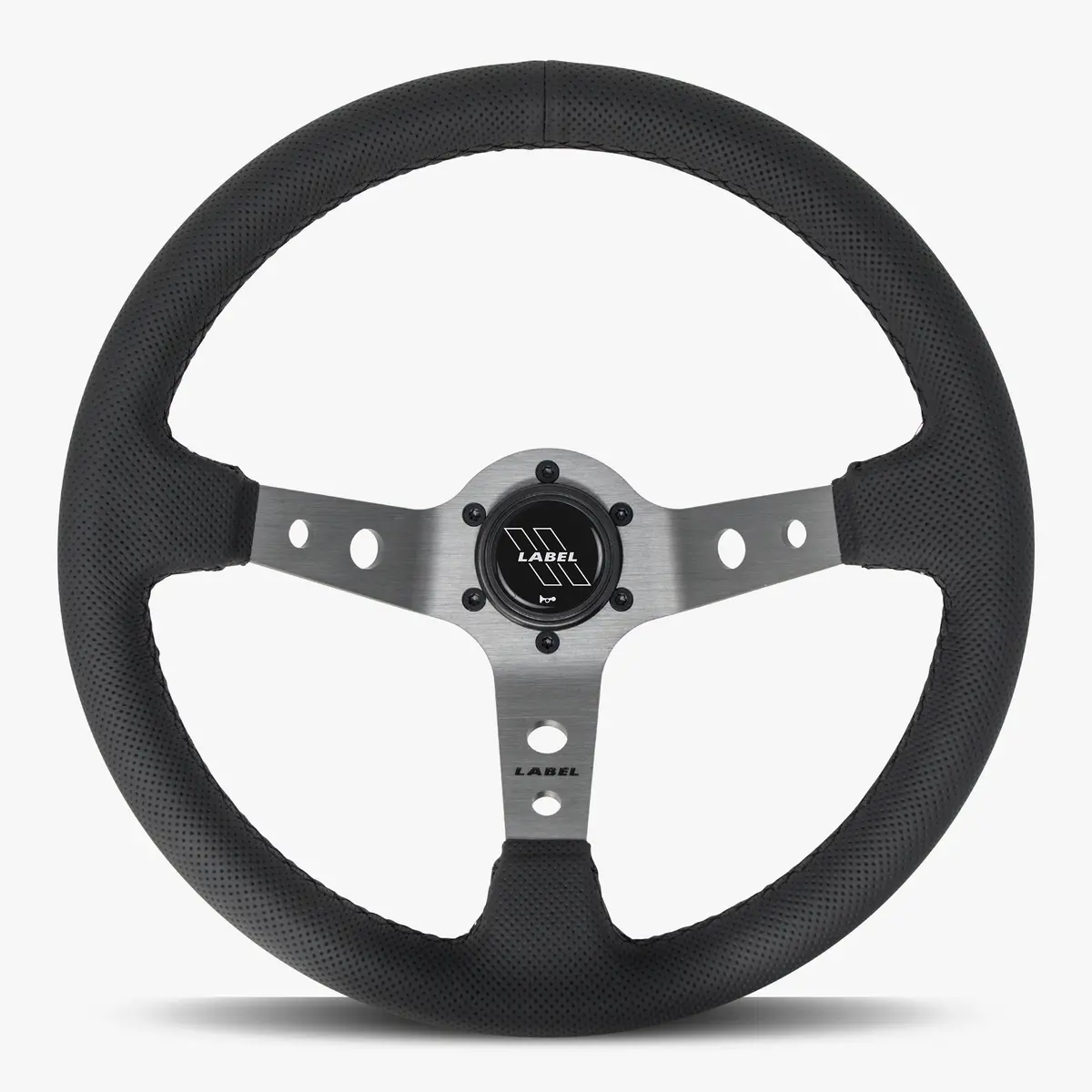 The Daytona Black Perforated Leather Steering Wheel With Graphite Spoke And Black Stitch 1
