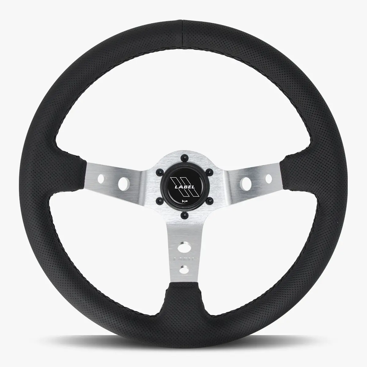 The Daytona Black Perforated Leather Steering Wheel With Silver Spoke And Black Stitch 1