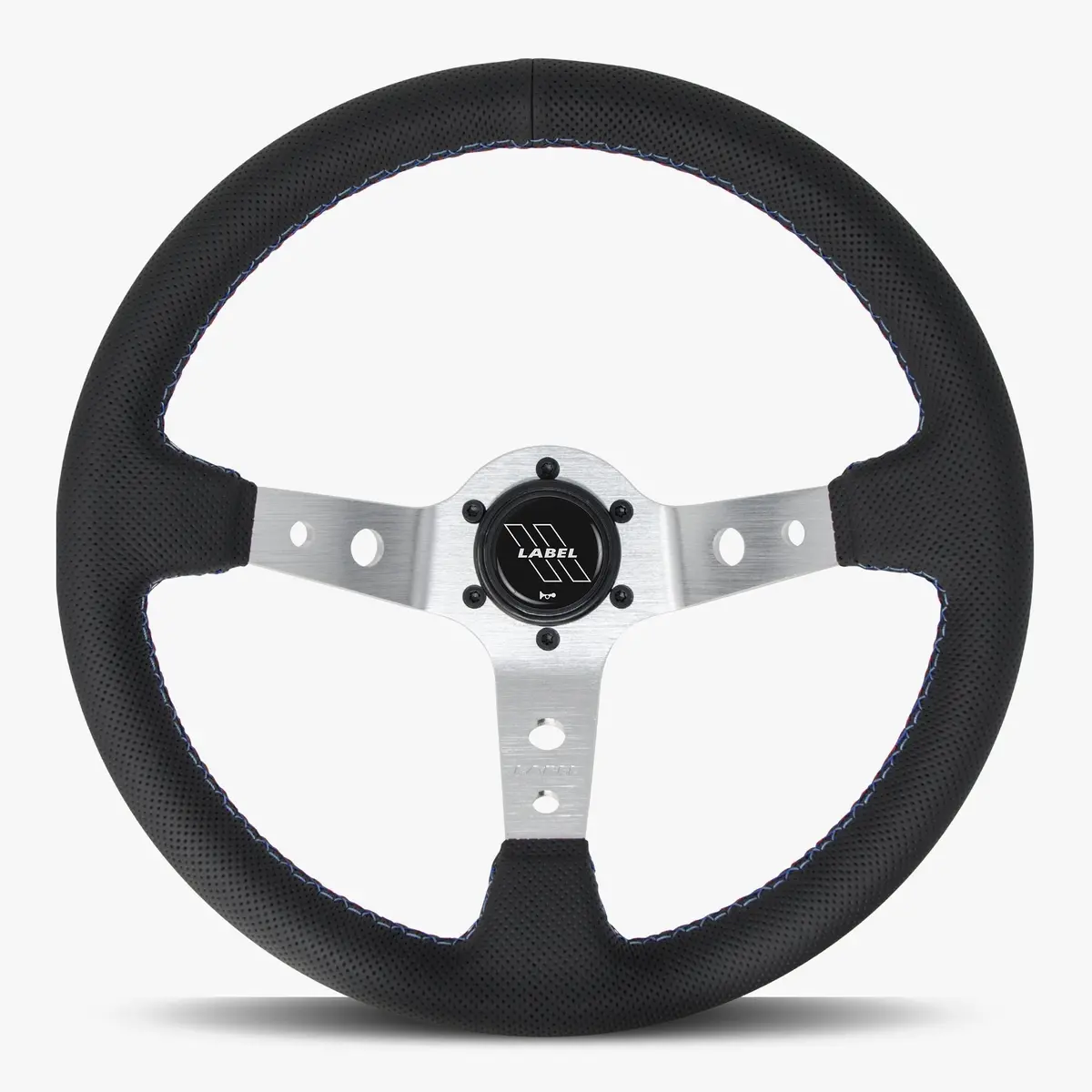 The Daytona Black Perforated Leather Steering Wheel With Silver Spoke And Bavarian Stitch 1