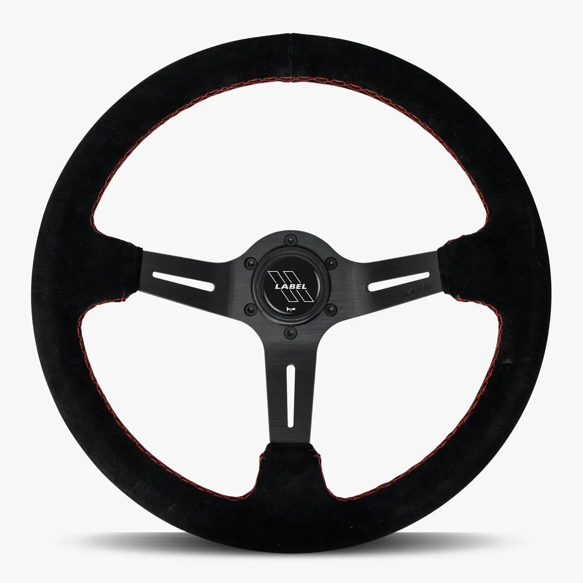 The Le Mans Black Alcantara Suede Steering Wheel With Black Spoke And Red Stitch 1