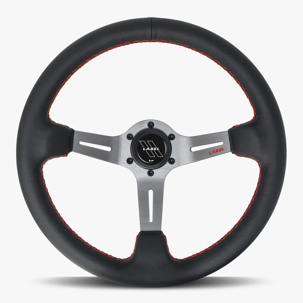 The Le Mans Black Leather Steering Wheel With Graphite Spoke And Red Stitch 1