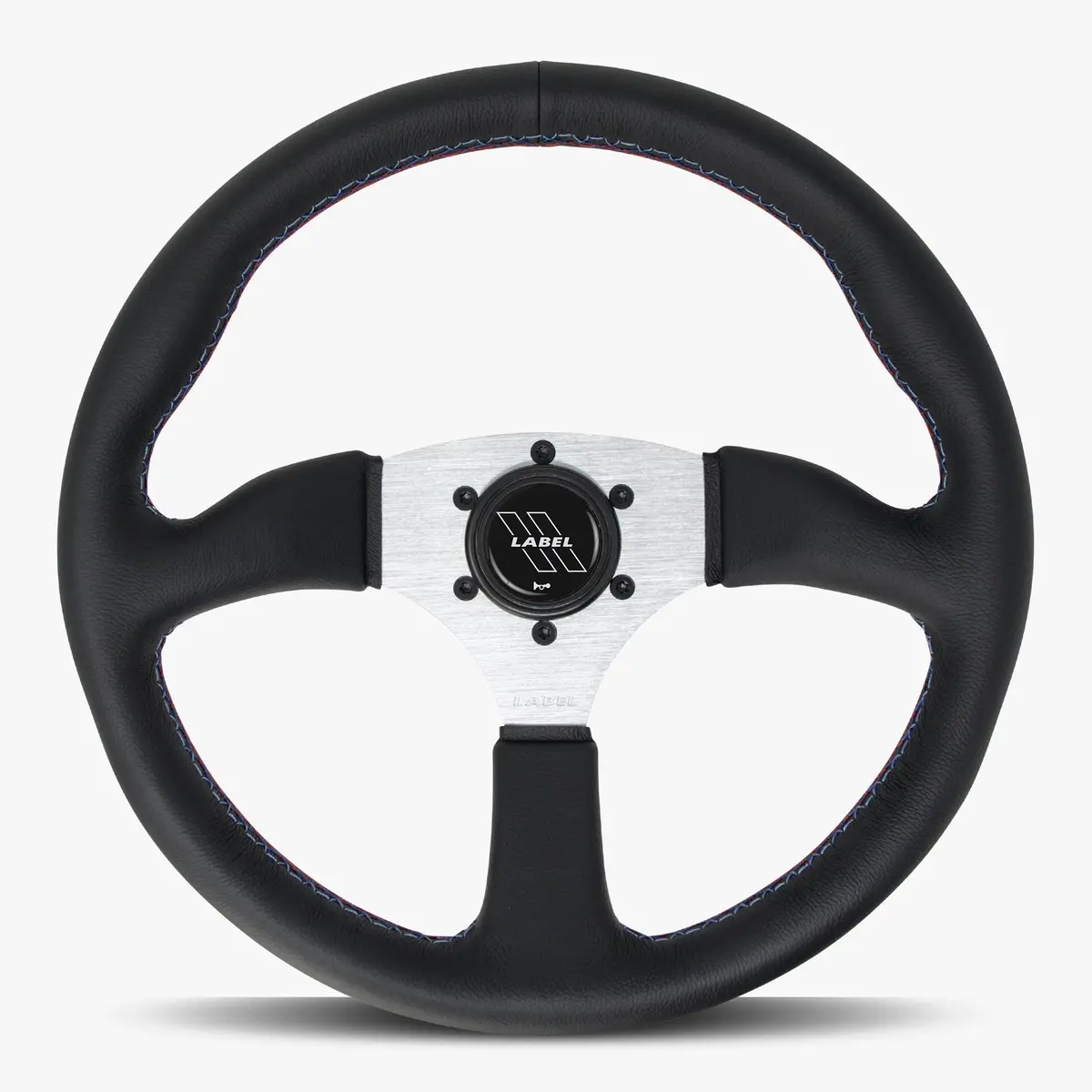 The Performa Black Leather Steering Wheel With Silver Spoke And Bavarian Stitch 1