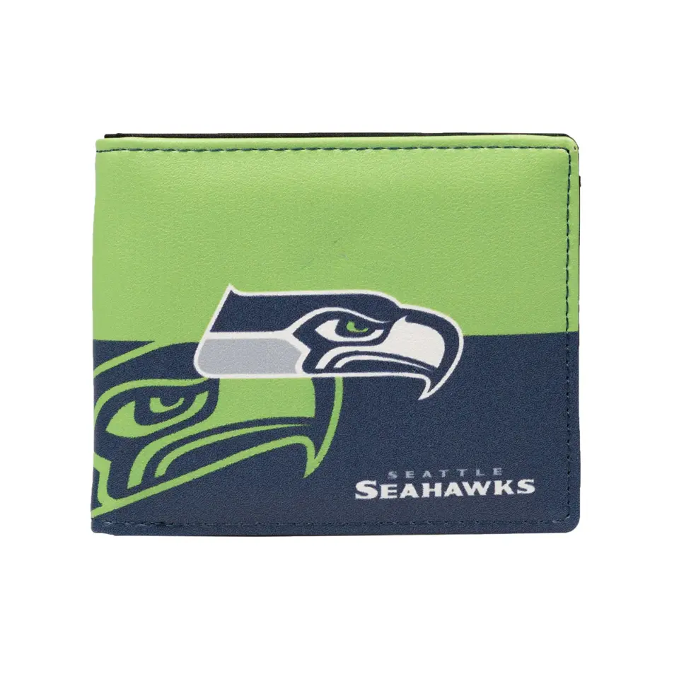 Seattle Seahawks Nfl Men's Printed Logo Leather Bi-Fold Wallet 1