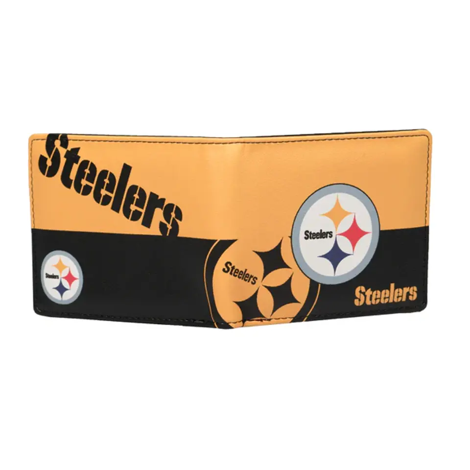Pittsburgh Steelers Nfl Men's Printed Logo Leather Bi-Fold Wallet 1