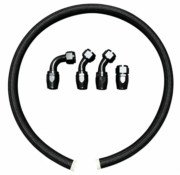Tucked Radiator -16An Hose And Fitting Kit With Black Anodized Fittings 1
