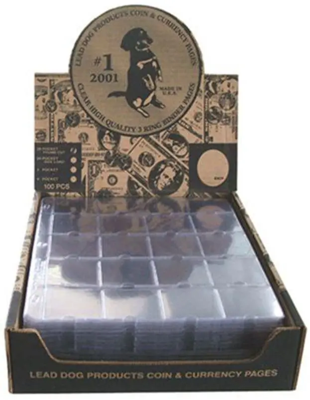 (10) Lead Dog Twenty 20 Pocket Heavy Duty Binder Pages For 2 X 2 Coin Flips 1