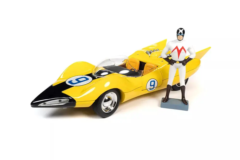 Auto World Speed Racer Shooting Star #9 With Speed X Figure 1/18 Diecast Yellow 1