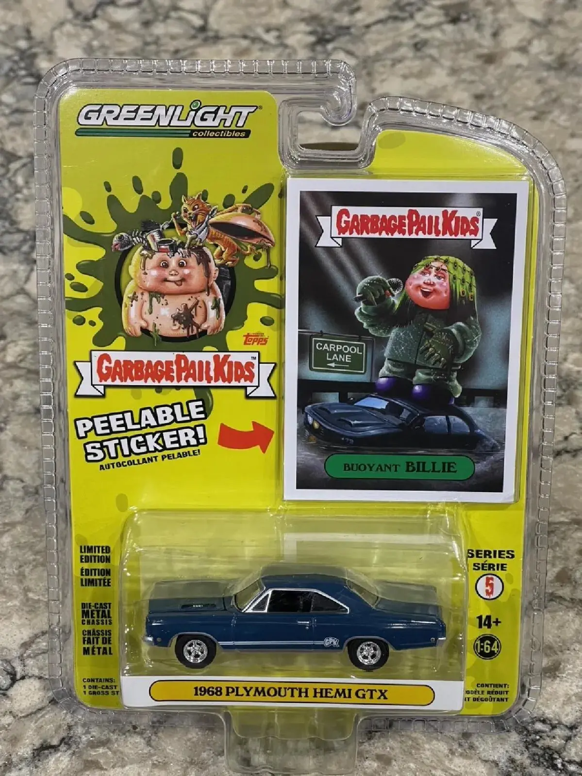 Greenlight Garbage Pail Kids Series 5 Buoyant Billie 1968 Plymouth Hemi Gtx 1/64 1