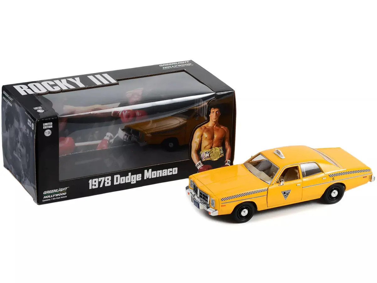 1978 Dodge Monaco Taxi Yellow "Rocky Iii" 1/24 Diecast Model Greenlight 84161 1