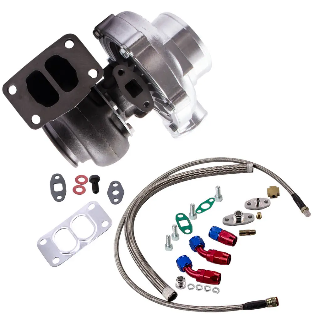Universal T70 Turbo Turbocharger T3 .82 A/R + Oil Drain Return Feed Line Kit Tcd 1