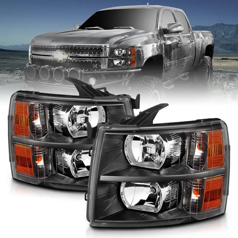 Anzo Crystal-Effect Black Headlight Assemblies For 2007–2013 Chevrolet Silverado 1