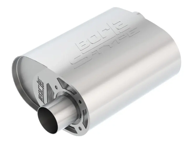 Borla S-Type Oval Crate Muffler For Ford Coyote Engine — 2.5" Inlet/Outlet, 12" X 6" X 10.34" Dimensions 1