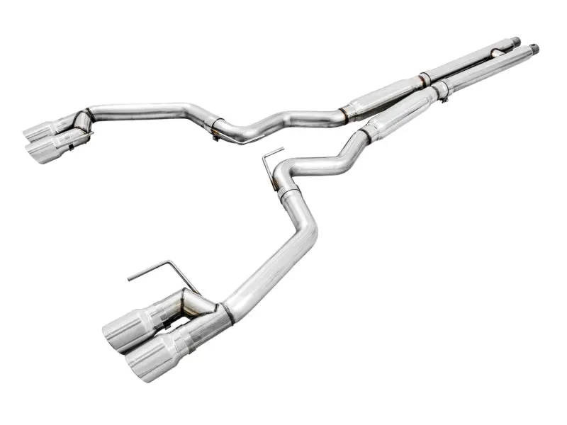 Awe Tuning Track Edition Cat-Back Exhaust For 2018+ Ford Mustang Gt (S550) – Quad Chrome-Silver Tips 1