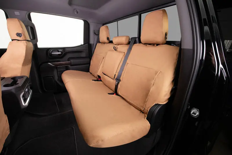 Covercraft Polycotton Seatsaver Custom Seat Covers – Second Row, Tan, For 2017–2018 Ford F-250 1