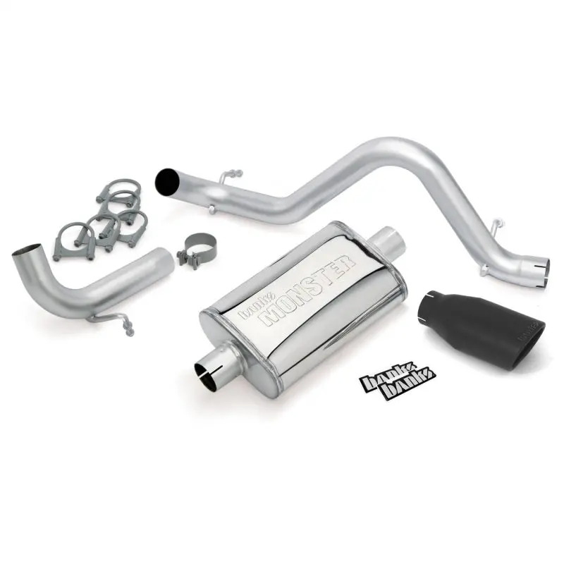 Banks Power Monster Exhaust System For 2012–2015 Jeep Wrangler Jk 3.6L V6 (2-Door) – Stainless Steel Single Exit With Black Tip 1
