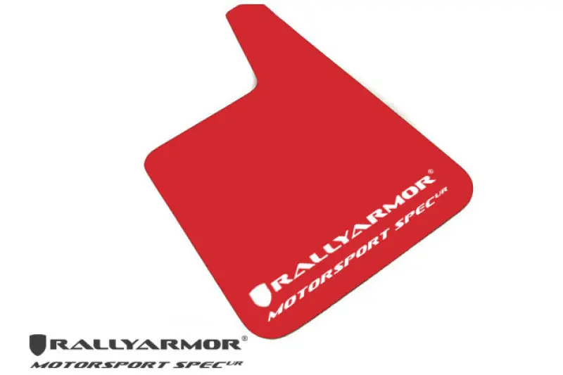 Rally Armor Universal Fit (No Hardware) Motorsport Spec Red Ur Mud Flap W/ White Logo 1