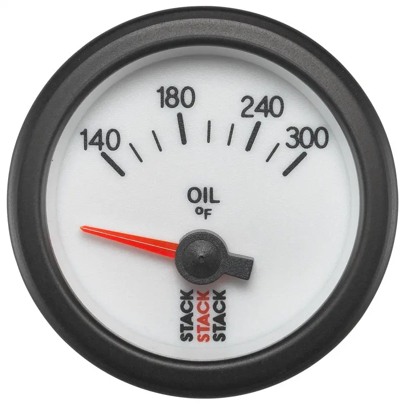 Autometer Stack Electric Oil Temperature Gauge – 52Mm, 140–300°F Range, 1/8" Nptf, White Dial 1