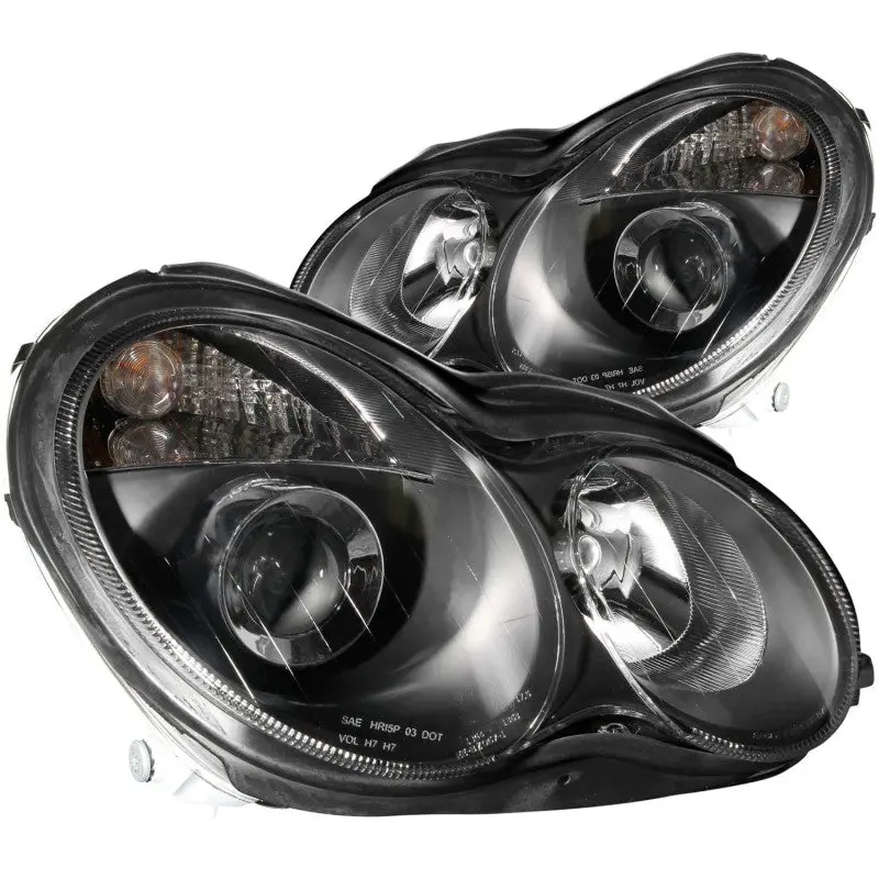 Anzo Projector Headlight Assembly For 2001–2007 Mercedes-Benz C-Class (W203) – Gloss Black Housing 1