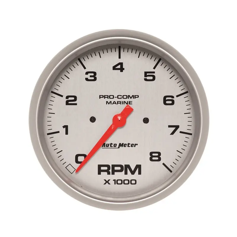 Autometer Marine Ultra-Lite 5-Inch Electrical Tachometer – Silver Face, 0–8000 Rpm Range 1