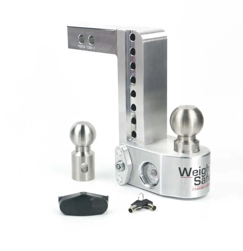 Weigh Safe Adjustable Drop Hitch With Integrated Digital Scale – 8-Inch Drop, 2-Inch Shank, 10,000-Lb Tow / 12,500-Lb Gtw Capacity, Aluminum Construction 1